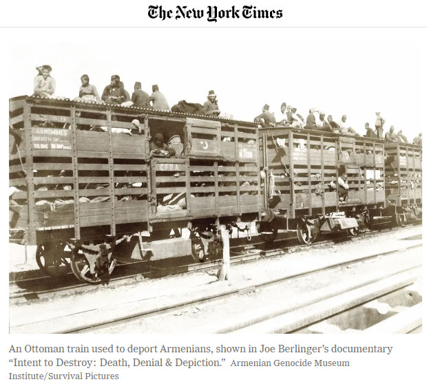 An Ottoman train used to deport Armenians, shown in Joe Berlinger’s documentary “Intent to Destroy: Death, Denial & Depiction.”Credit...Armenian Genocide Museum Institute/Survival Pictures